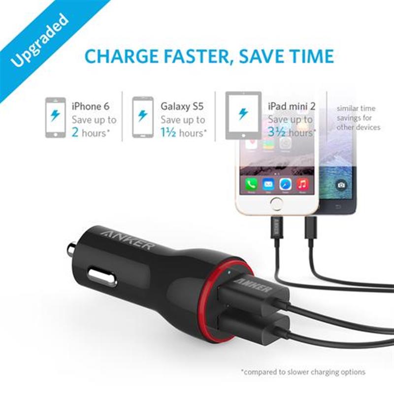 Anker PowerDrive 2 Zwart Auto