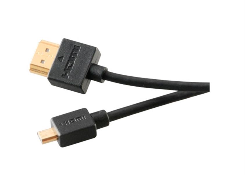 Akasa PROSLIM Super Slim 2M HDMI to Micro HDMI cable Gold plated connectors Ethernet and 4K x 2K resolution support *MHDMIM *HDMIM