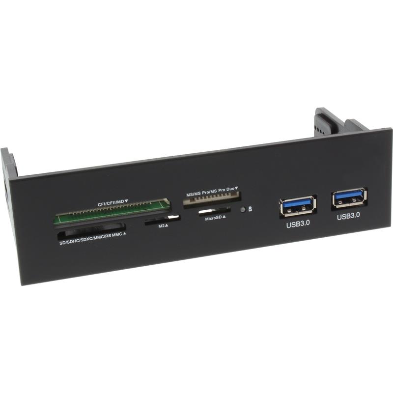InLine Front Panel for 5 25 Bay USB 3 0 Card Reader 2x USB 3 0