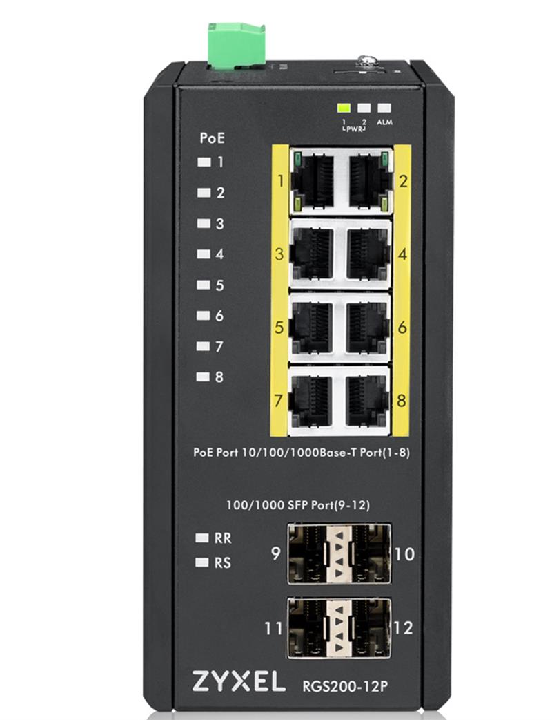 Zyxel RGS200-12P Managed L2 Gigabit Ethernet (10/100/1000) Zwart Power over Ethernet (PoE)