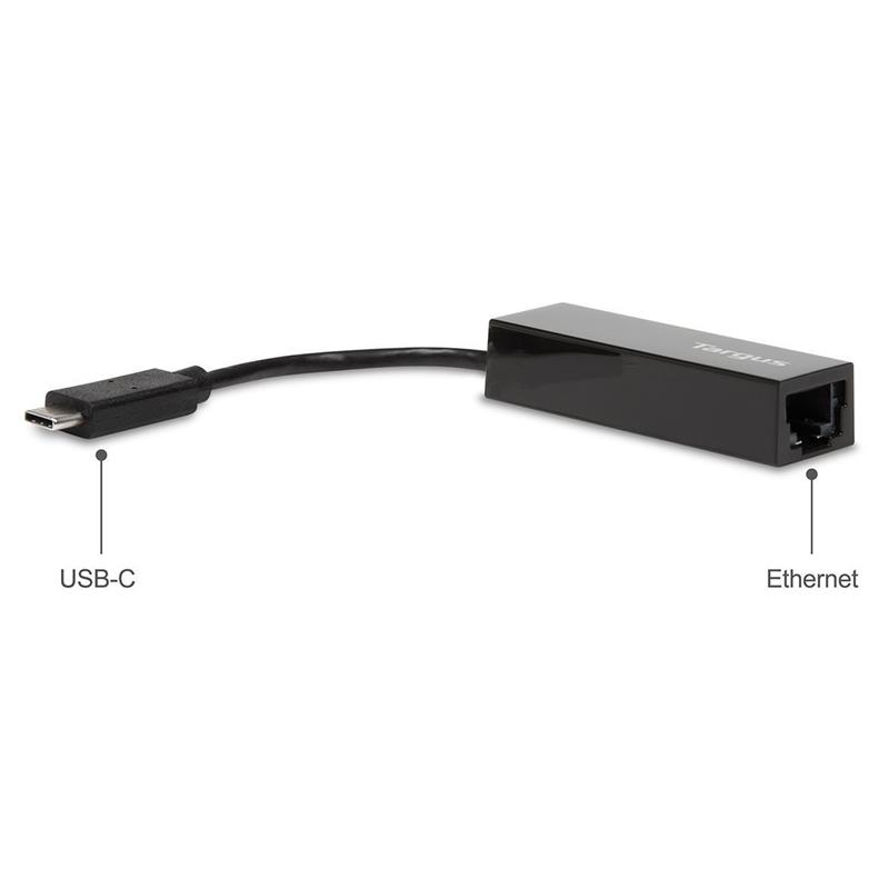 Targus ACA930EUZ kabeladapter/verloopstukje USB C RJ-45 Zwart