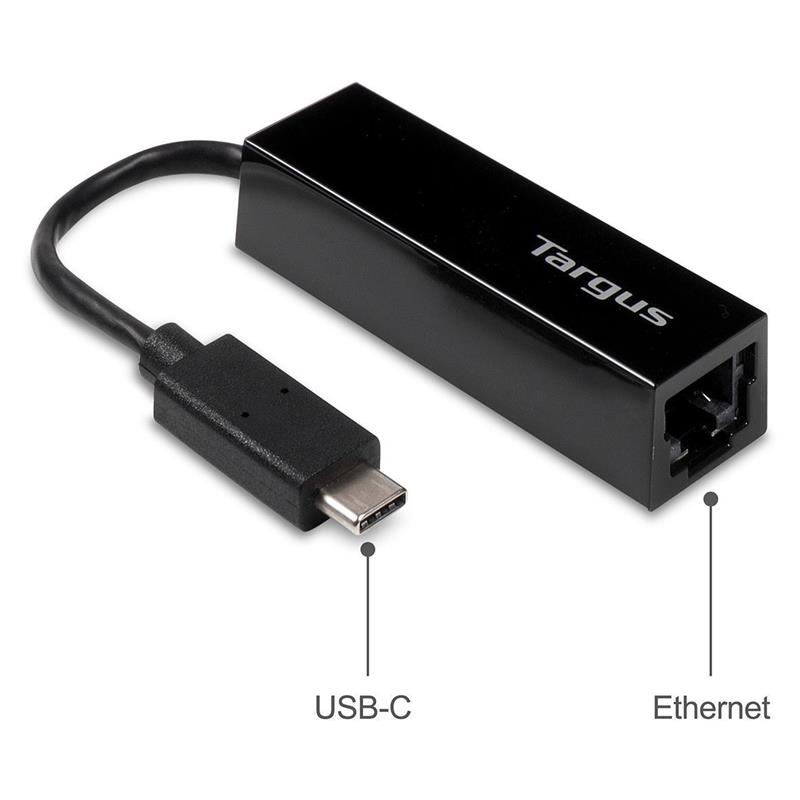 Targus ACA930EUZ kabeladapter/verloopstukje USB C RJ-45 Zwart