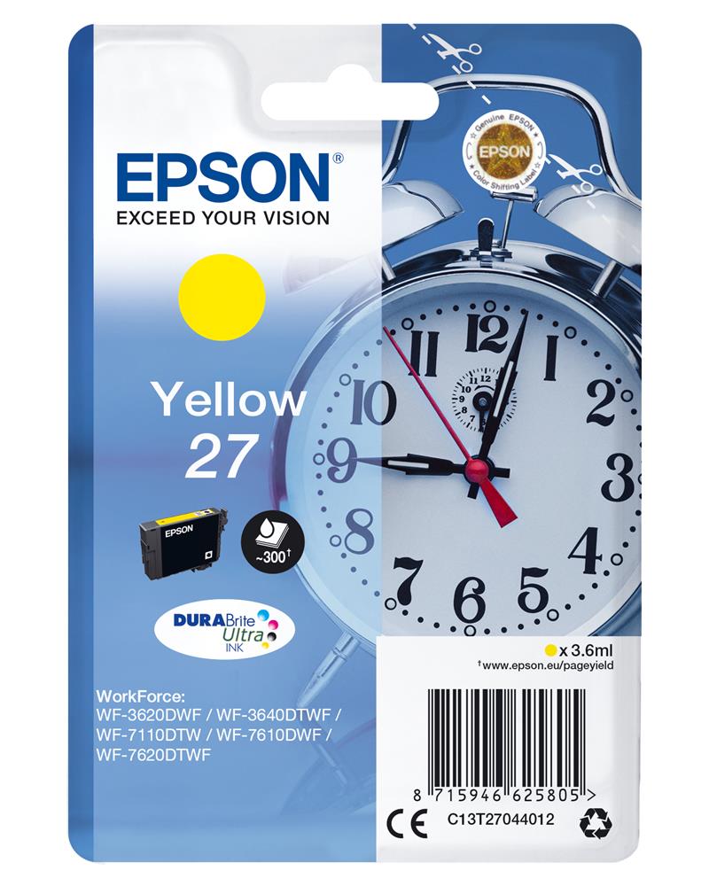 Epson Alarm clock Singlepack Yellow 27 DURABrite Ultra Ink