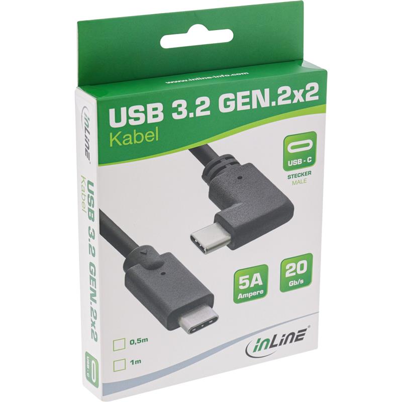 InLine USB 3 2 Gen 2 Cable USB Type-C male male angled black 1m