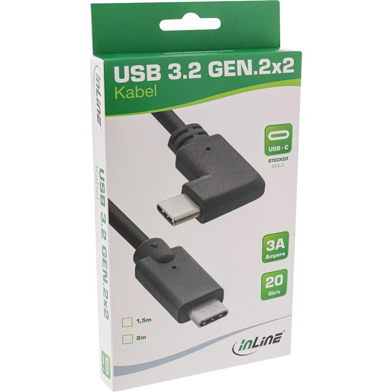 InLine USB 3 2 Gen 2 Cable USB Type-C male male angled black 1 5m
