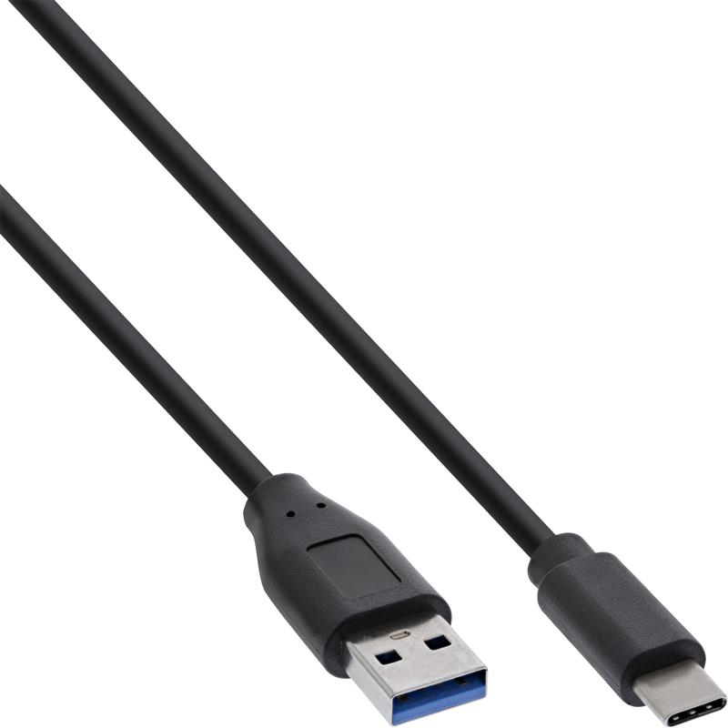 60pcs Bulk-Pack InLine USB 3 2 cable USB Type-C to A plug black 2m