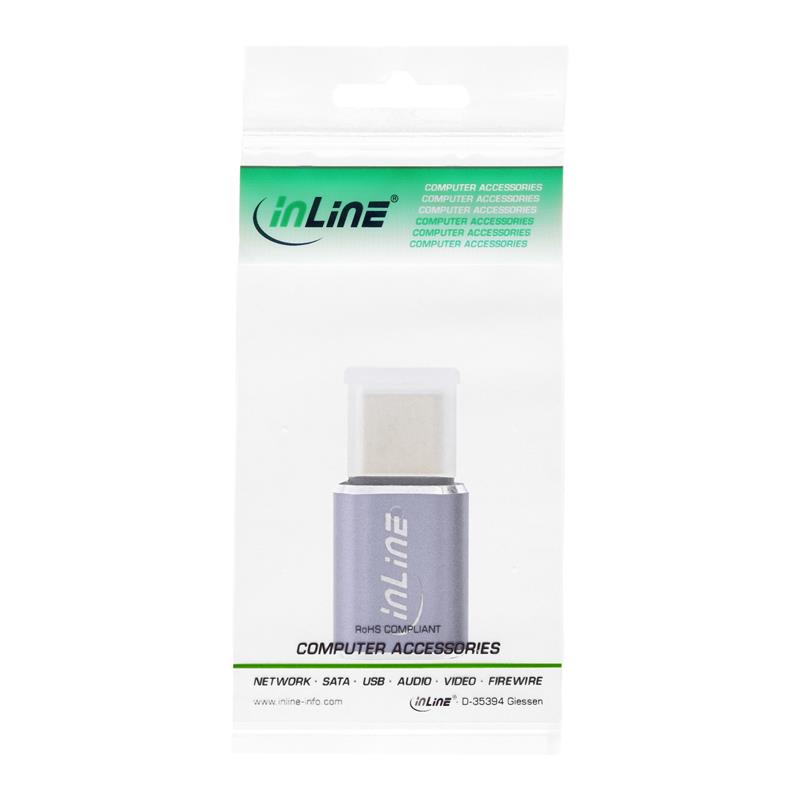 InLine USB4 Adapter USB Type-C male female aluminium grey
