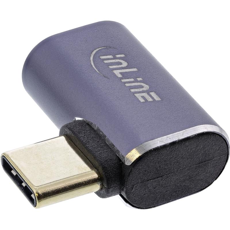 InLine USB4 Adapter USB Type-C male female right left angled aluminium grey
