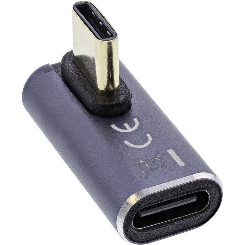 InLine USB4 Adapter USB Type-C male female vertical right left angled aluminium grey