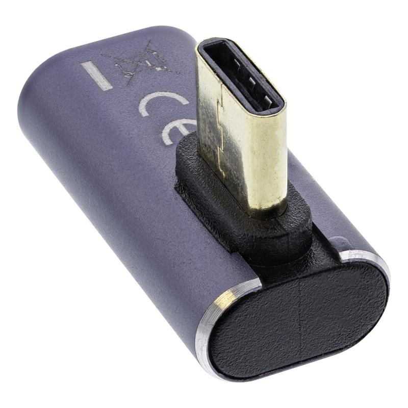 InLine USB4 Adapter USB Type-C male female vertical right left angled aluminium grey