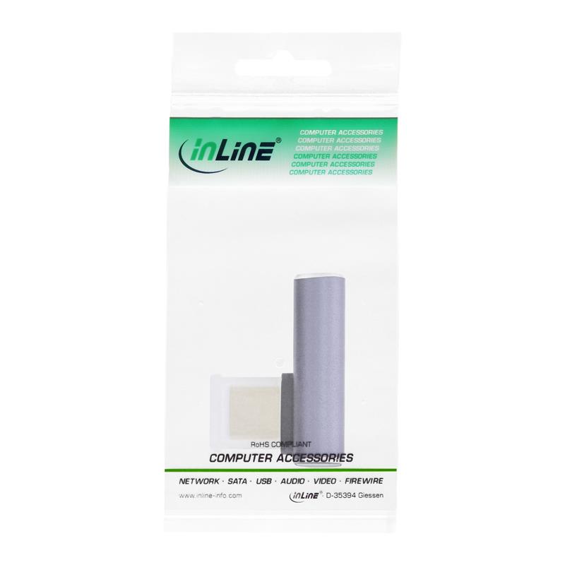 InLine USB4 Adapter USB Type-C male female vertical right left angled aluminium grey