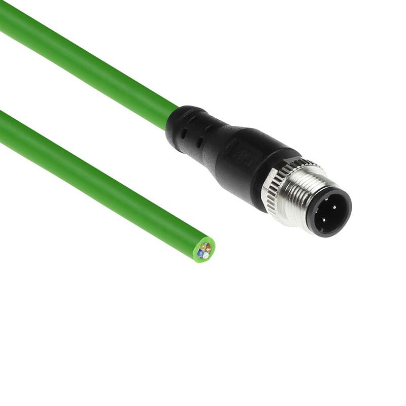 ACT Industrial 1,50 meter Sensor kabel M12D 4-polig male naar open end, Superflex Xtreme TPE kabel, afgeschermd