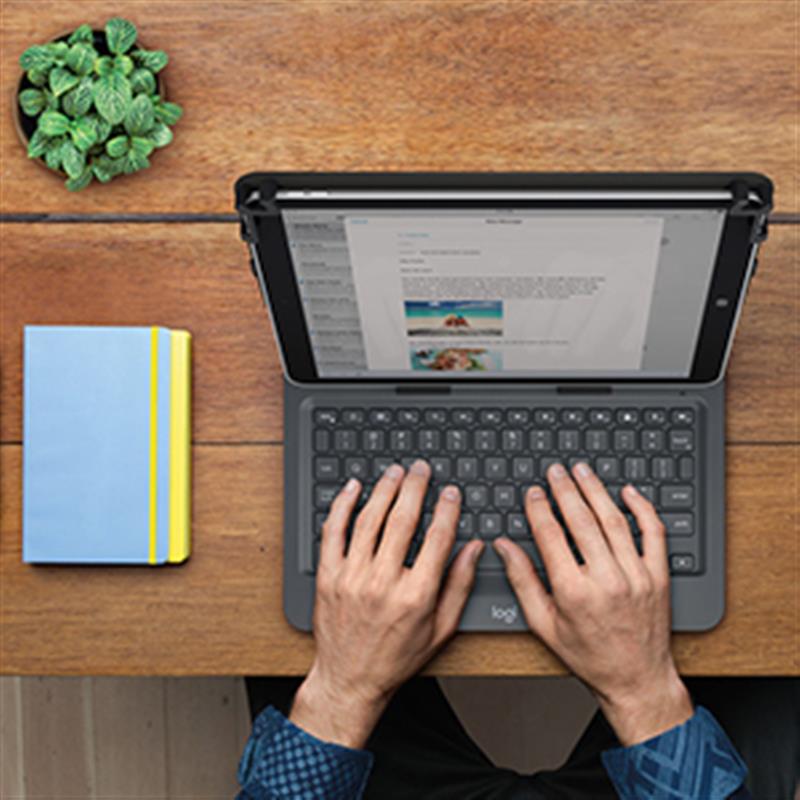 Logitech Universal Folio toetsenbord voor mobiel apparaat AZERTY Frans Zwart Bluetooth