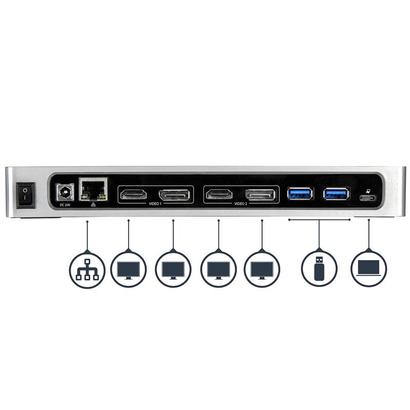 StarTech.com Hybride dual 4K USB-C docking station - met 6x USB 3.0 poorten - USB-A compatibel