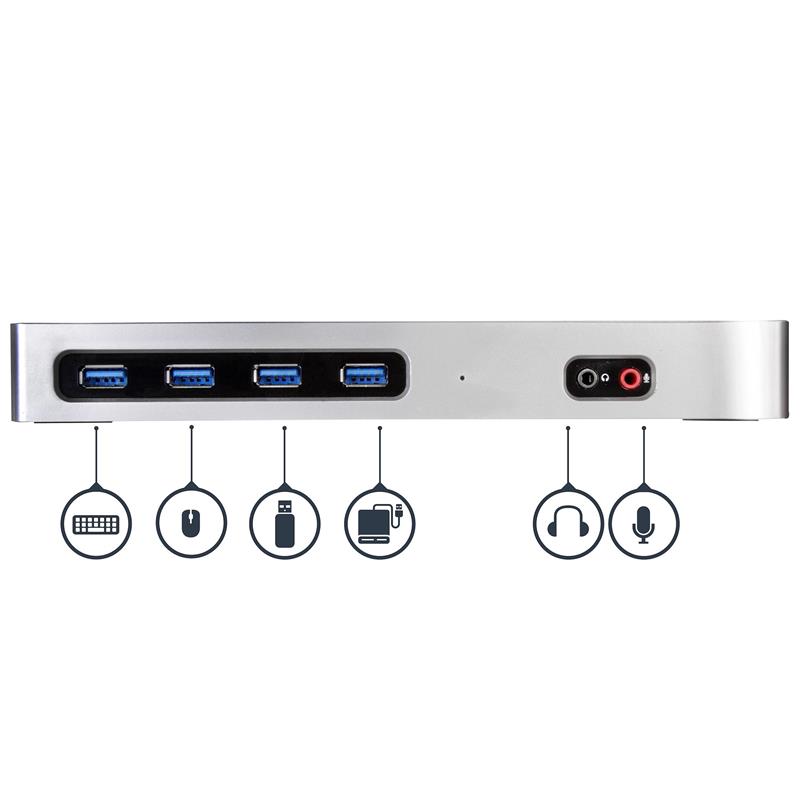 StarTech.com Hybride dual 4K USB-C docking station - met 6x USB 3.0 poorten - USB-A compatibel