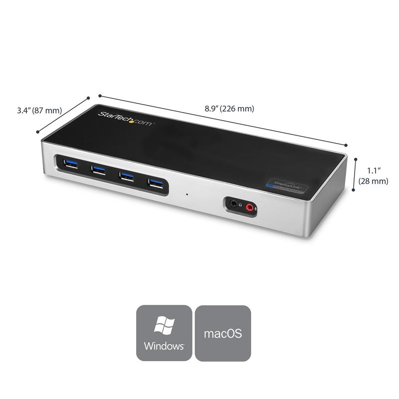 StarTech.com Hybride dual 4K USB-C docking station - met 6x USB 3.0 poorten - USB-A compatibel