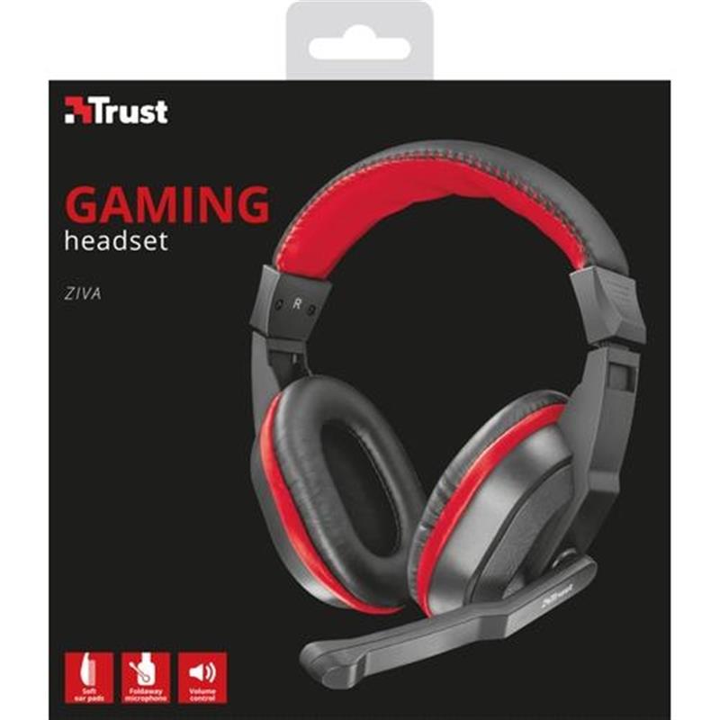 Trust hoofdtelefoon headset Bedraad Hoofdband Gamen Zwart Rood