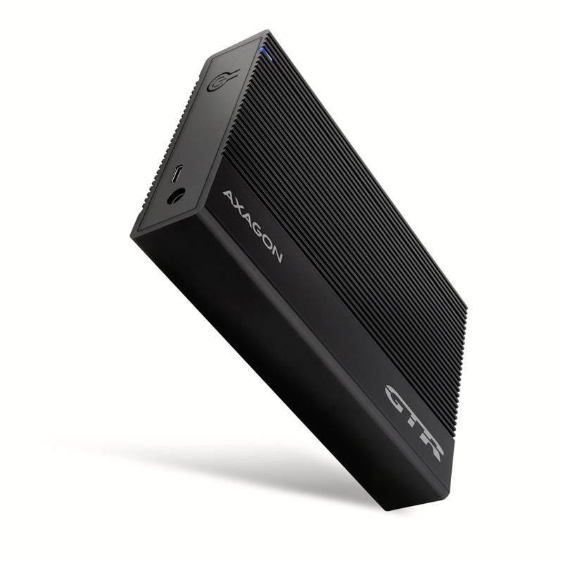 Axagon EE35-GTR USB-C 5Gbps - SATA 6G, 3.5 RIBBED box BLACK - USB Typ C HDD-behuizing Zwart 3.5""