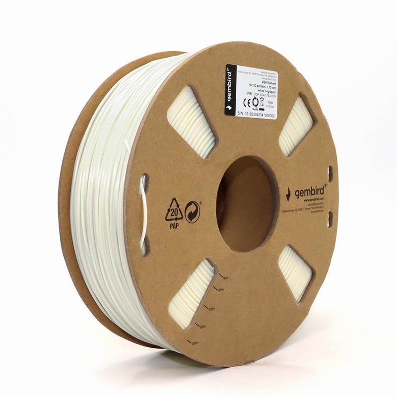 ASA filament wit 1 75 mm 1 kg