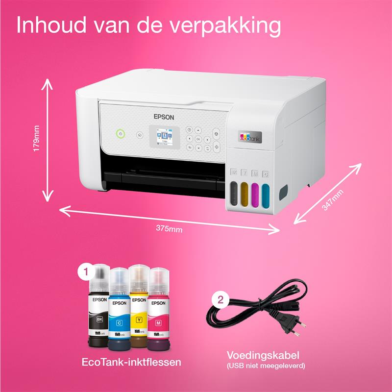 Epson EcoTank ET-2876 A4 multifunctionele Wi-Fi-printer met inkttank, inclusief tot 3 jaar inkt