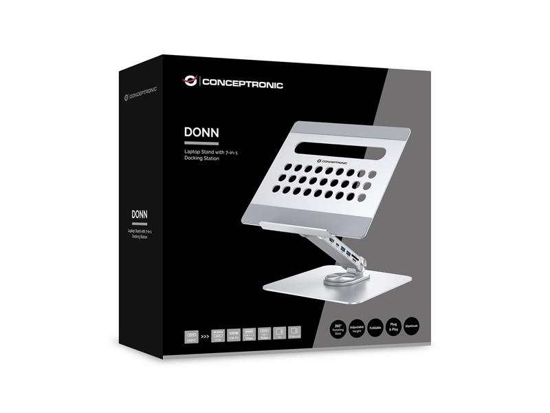 Conceptronic DONN27G laptopstandaard Zilver