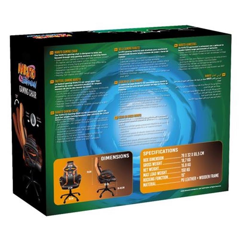 Konix Naruto 78441116680 gamestoel Gaming leunstoel Gecapitonneerde zitting Zwart, Oranje