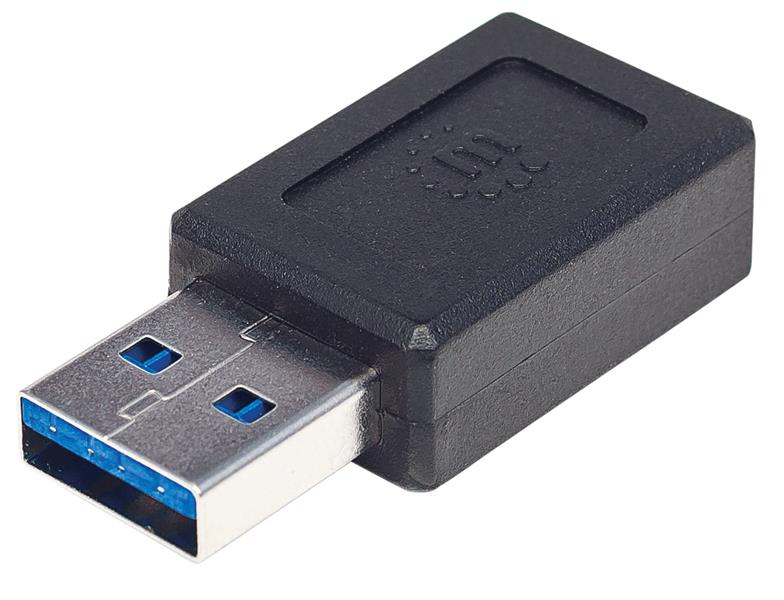 Manhattan 354714 tussenstuk voor kabels USB-A USB-C Zwart