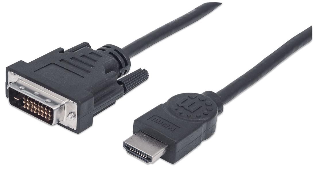 HDMI Cable - HDMI Male to DVI-D 24 1 Male - Dual Link - Black - 1 8m 6ft 
