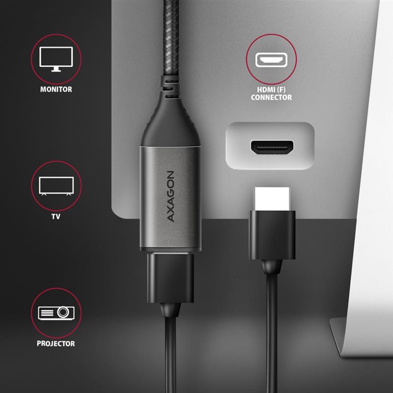 Axagon RVC-HI2M video kabel adapter 0,25 m USB Type-C HDMI Zwart