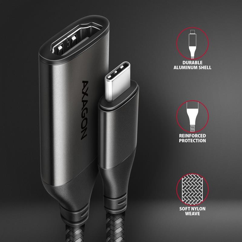 Axagon RVC-HI2M video kabel adapter 0,25 m USB Type-C HDMI Zwart