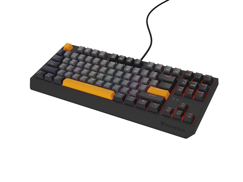 GENESIS Thor 230 TKL toetsenbord Gamen USB + RF Wireless + Bluetooth QWERTY Zwart, Grijs, Oranje