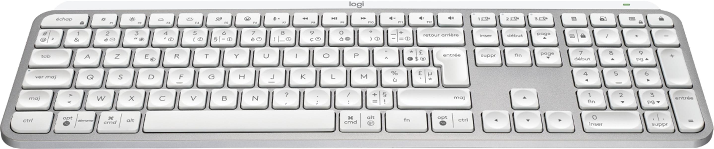 Logitech MX Keys S toetsenbord RF-draadloos + Bluetooth AZERTY Frans Aluminium, Wit