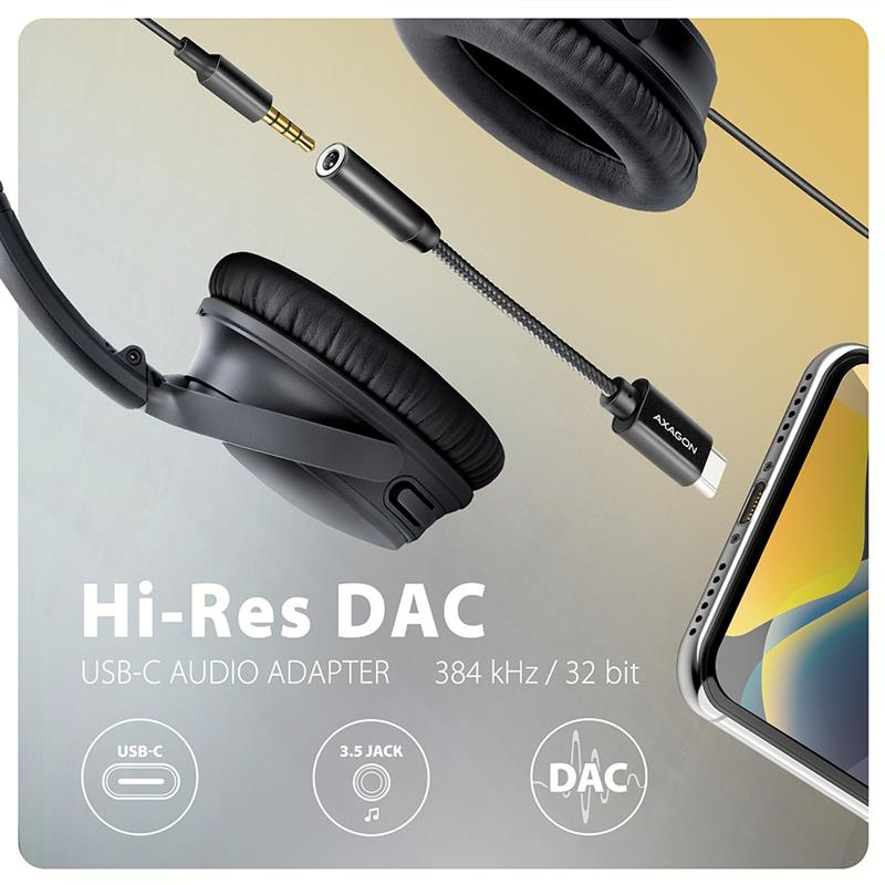 Axagon ADA-HC audio kabel 0,1 m 3.5mm USB Type-C Zwart