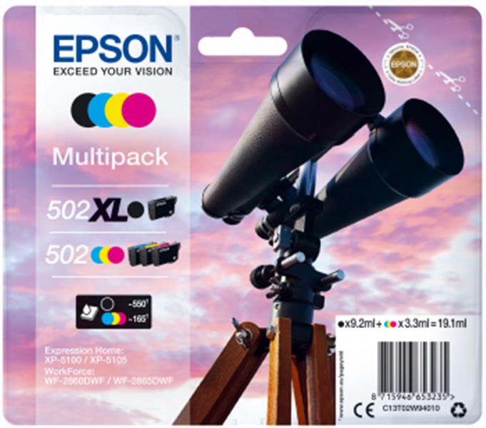 Epson 502 XL inktcartridge 4 stuk(s) Origineel Hoog (XL) rendement Zwart, Blauw, Magenta, Geel