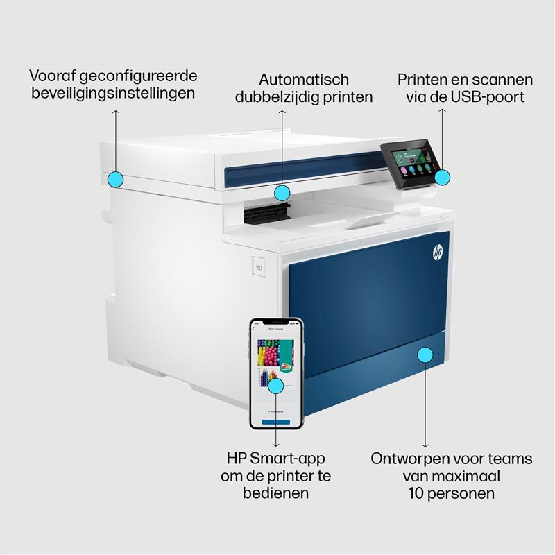 HP Color LaserJet Pro MFP 4302fdn printer, Kleur, Printer voor Kleine en middelgrote ondernemingen, Printen, kopiëren, scannen, faxen, Printen vanaf t