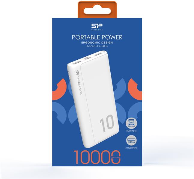 Silicon Power GP15 Dual Output Powerbank 10000 mAh White
