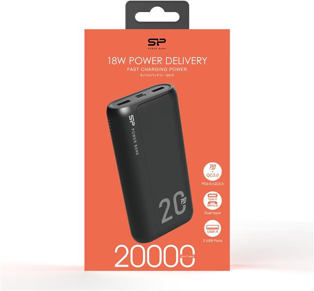 Silicon Power QS15 Lithium-Polymeer (LiPo) 20000 mAh Zwart