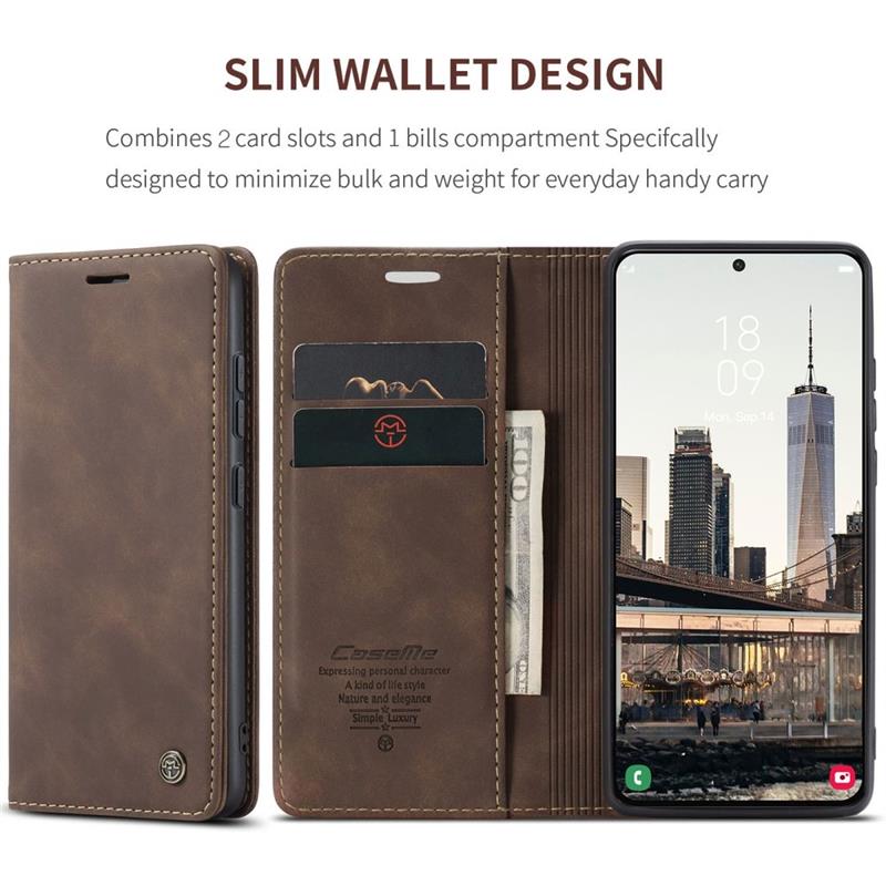 CASEME Samsung Galaxy S22 Ultra Retro Wallet Case - Black