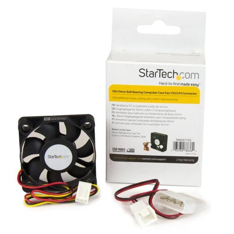 StarTech.com FAN5X1TX3 koelsysteem voor computers Computer behuizing Ventilator 5 cm Zwart