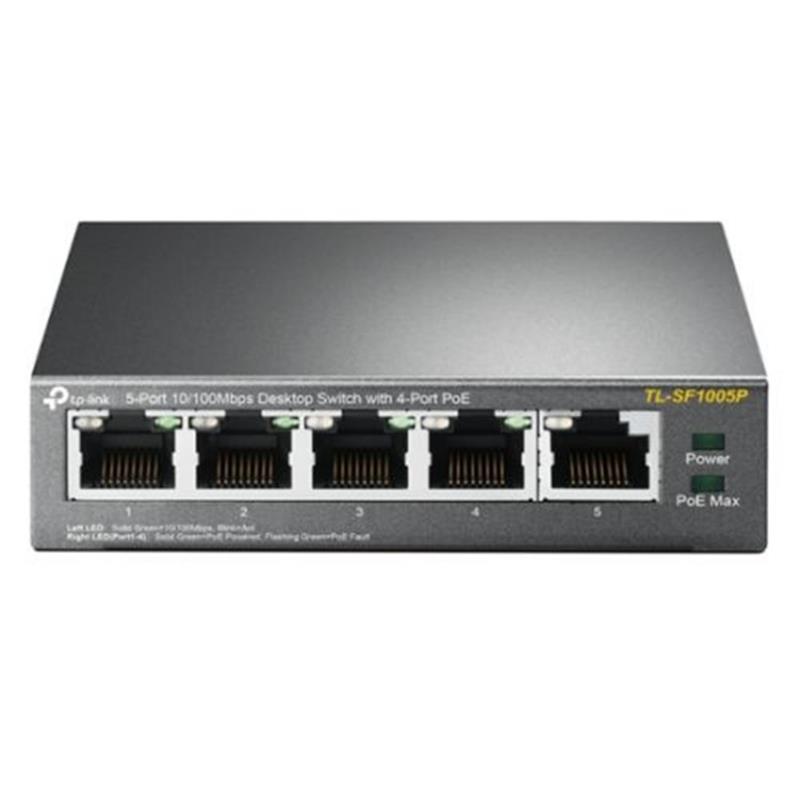 TP-LINK TL-SF1005P Unmanaged Fast Ethernet (10/100) Power over Ethernet (PoE) Zwart