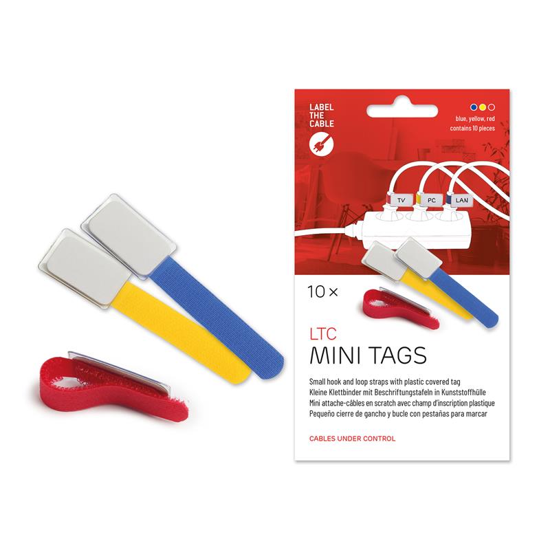 Label-The-Cable Mini LTC 2530 set of 10 mix 4x red 3x blue 3x yellow can vary 