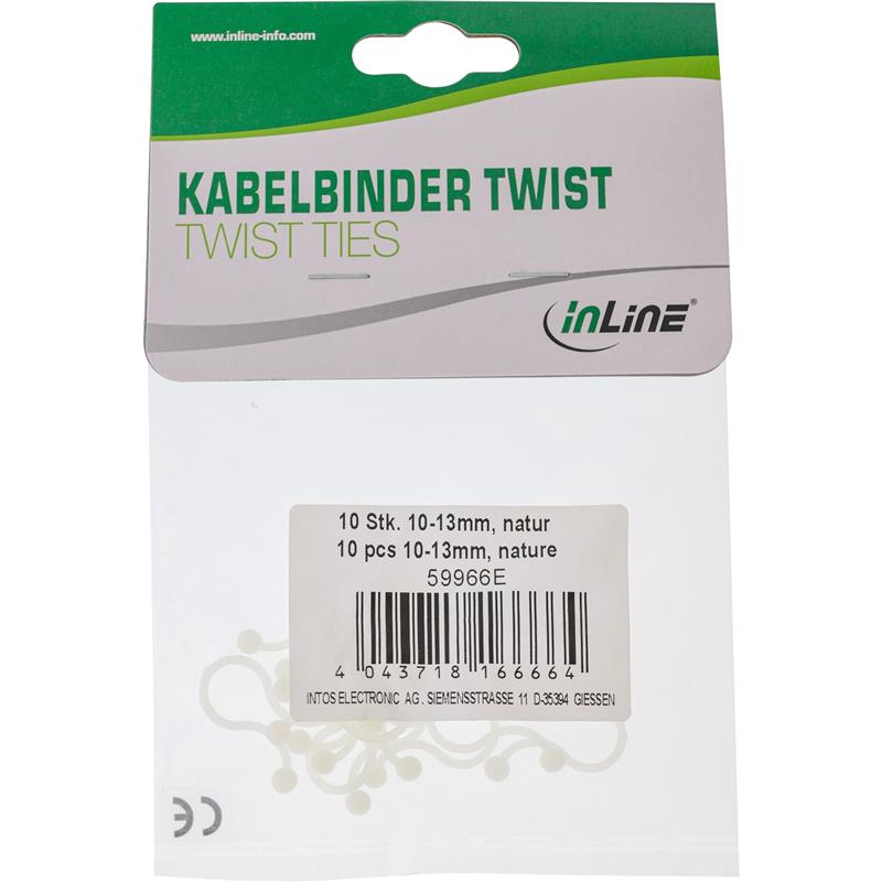 InLine Kabelband Twist 10-13mm natur 10stk 