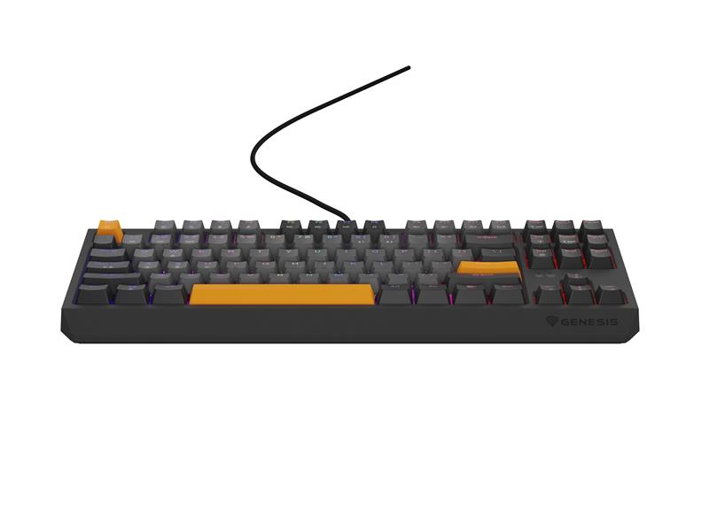 GENESIS Thor 230 TKL toetsenbord Gamen USB + RF Wireless + Bluetooth QWERTY Zwart, Grijs, Oranje