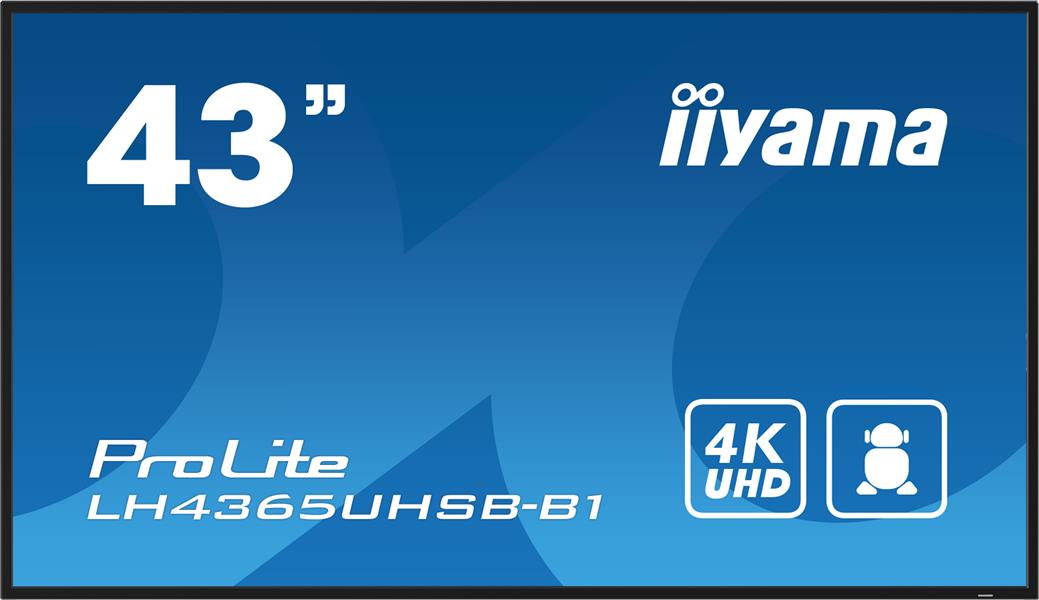 iiyama LH4365UHSB-B1 beeldkrant Kiosk-ontwerp 108 cm (42.5"") LED Wifi 800 cd/m² 4K Ultra HD Zwart Type processor Android 11 24/7