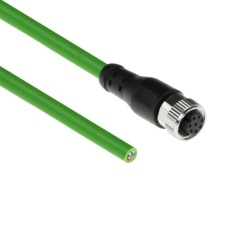 ACT Industrial 5,00 meter Sensor kabel M12A 8-polig female naar open end, Ultraflex TPE kabel, afgeschermd