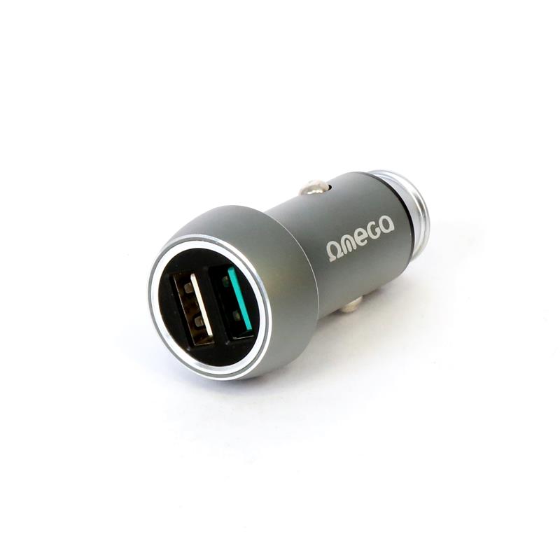 OMEGA CAR CHARGER METAL 2x USB Quick Charge 3 0 18W