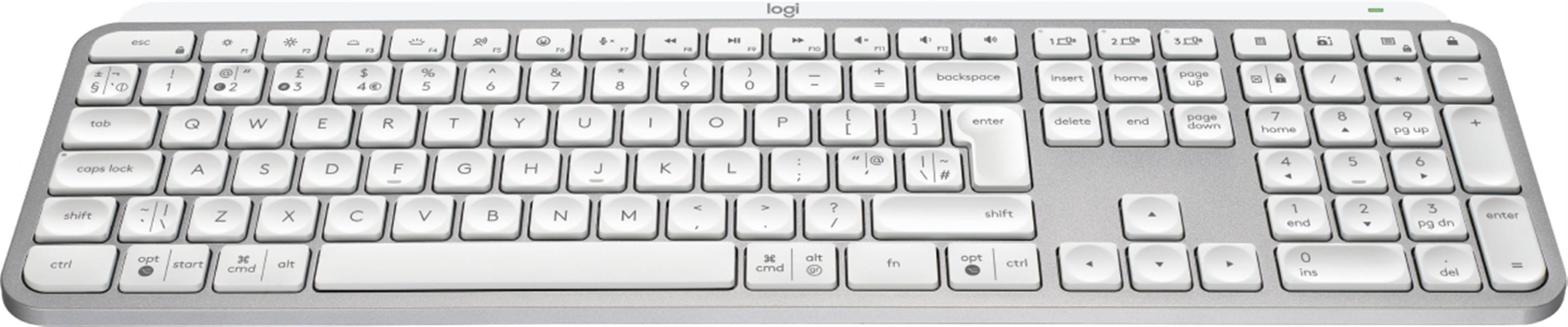 Logitech 920-011585 toetsenbord RF-draadloos + Bluetooth QWERTY Brits Engels Aluminium, Wit