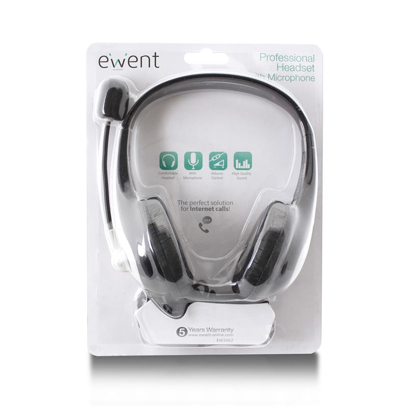 Ewent EW3562 hoofdtelefoon Hoofdband Stereofonisch Zwart, Zilver