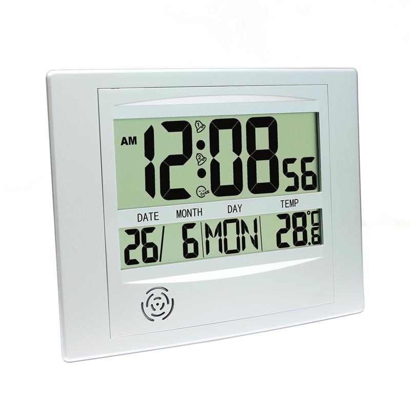 Platinet digitale klok wekker datumfunctie inclusief temperatuur meter en geheugen snooze functie met backlight exclusief 2 AAA batterijen 19cmx25cm