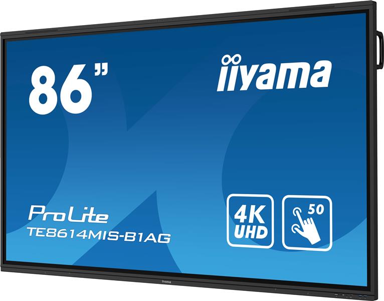 iiyama TE8614MIS-B1AG beeldkrant Interactief flatscreen 2,17 m (85.6"") LCD Wifi 435 cd/m² 4K Ultra HD Zwart Touchscreen Type processor Android 24/7